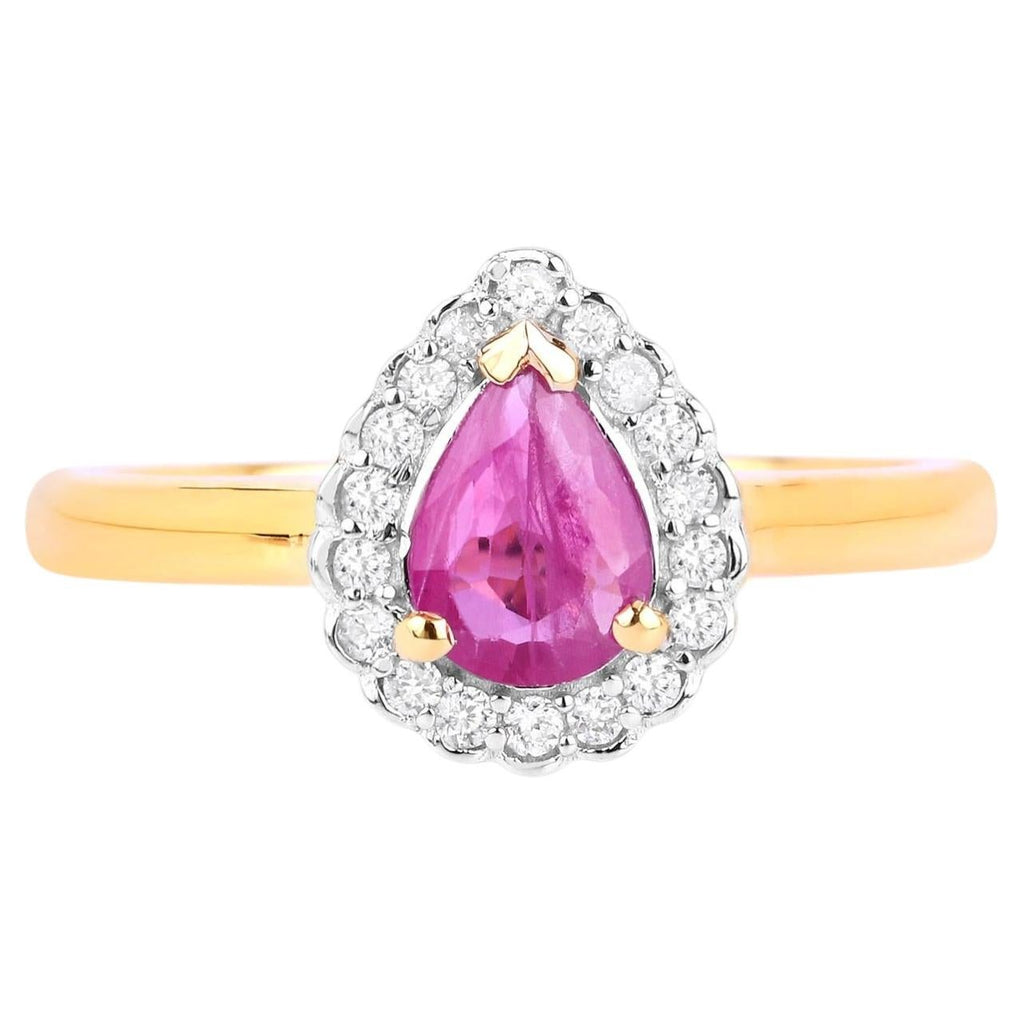 Ruby Ring With Diamonds 0.9 Carats 14K Yellow Gold