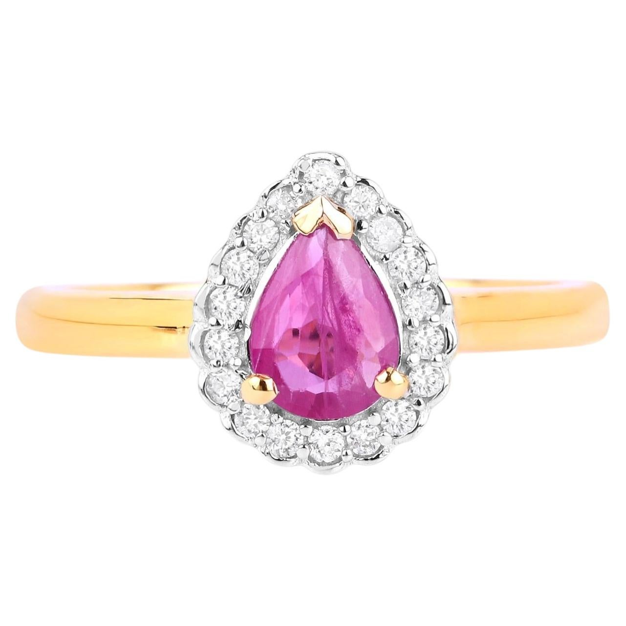Ruby Ring With Diamonds 0.9 Carats 14K Yellow Gold