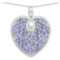 Tanzanite Heart Pendant 6.14 Carats Sterling Silver