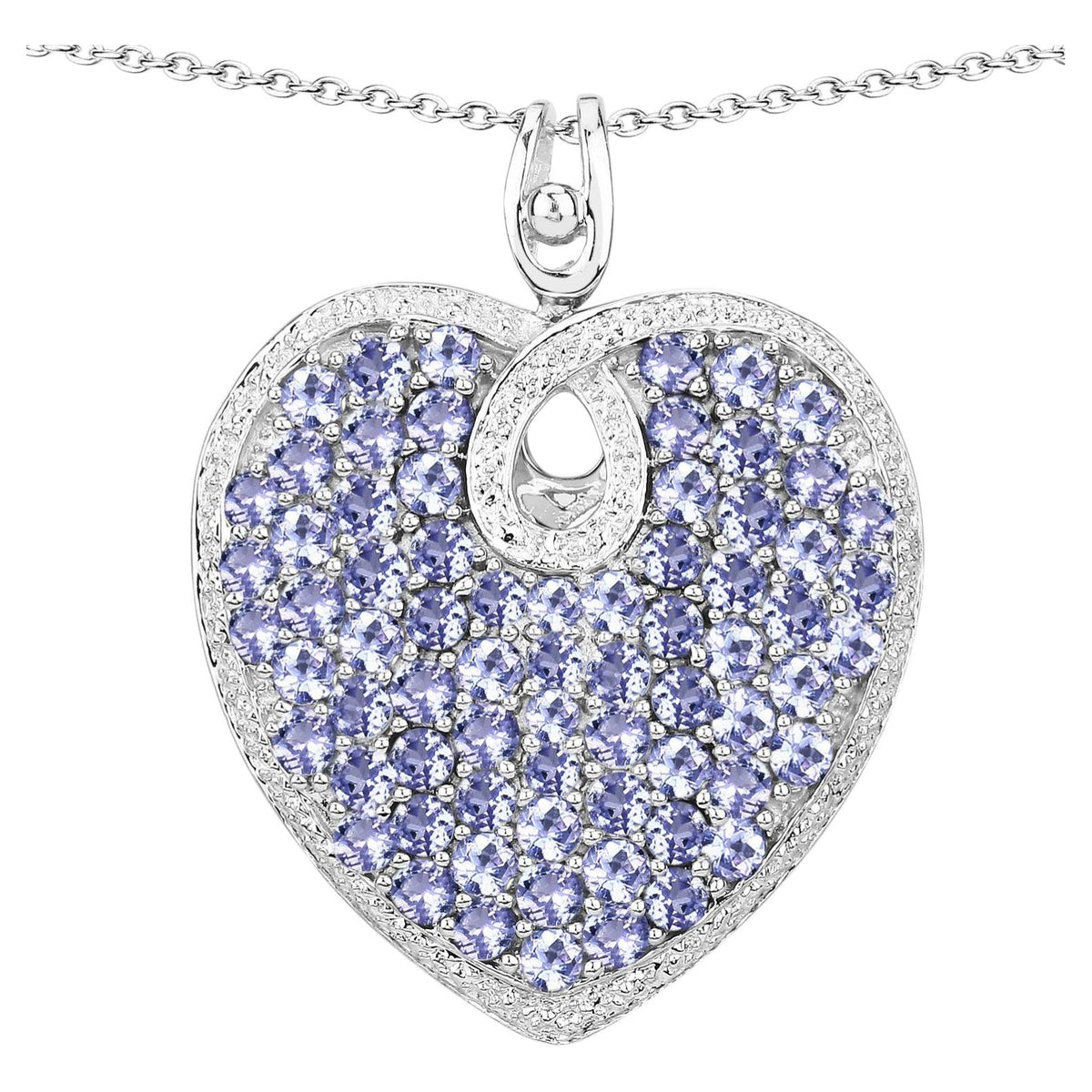 Tanzanite Heart Pendant 6.14 Carats Sterling Silver