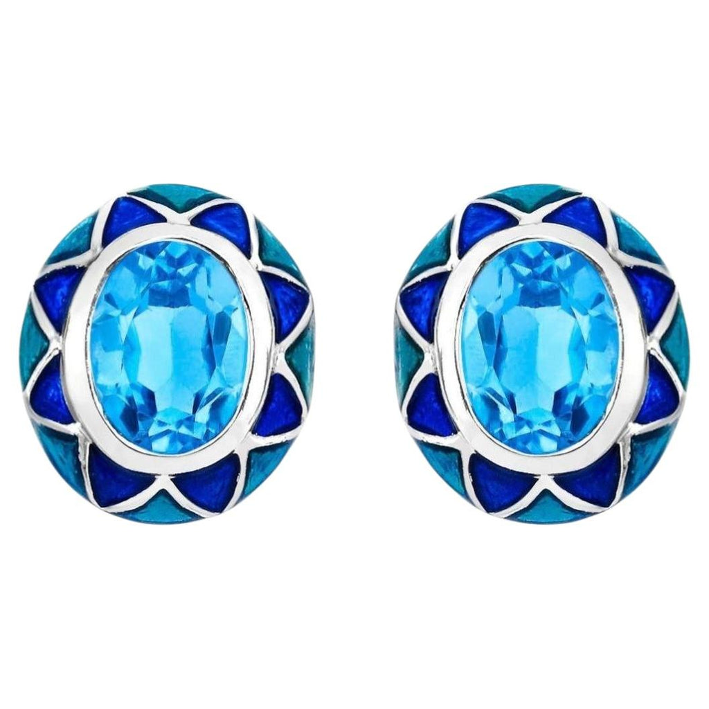 Swiss Blue Topaz Earrings 2.88 Carats Sterling Silver