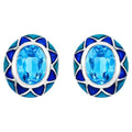 Swiss Blue Topaz Earrings 2.88 Carats Sterling Silver