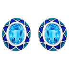 Swiss Blue Topaz Earrings 2.88 Carats Sterling Silver