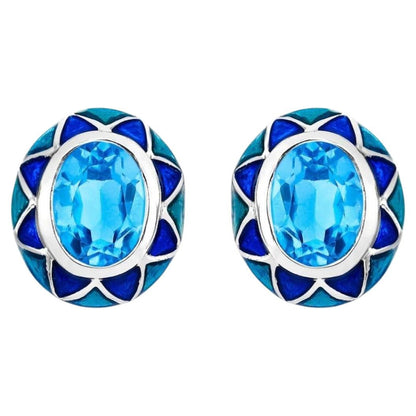 Swiss Blue Topaz Earrings 2.88 Carats Sterling Silver