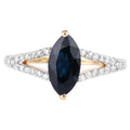 Blue Sapphire Ring With Diamonds 1.46 Carats 14K Yellow Gold