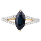 Blue Sapphire Ring With Diamonds 1.46 Carats 14K Yellow Gold