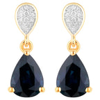 Blue Sapphire Dangle Earrings Diamonds 2.75 Carats 10K Yellow Gold