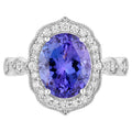 Tanzanite Ring Diamonds 3.82 Carats 14K White Gold