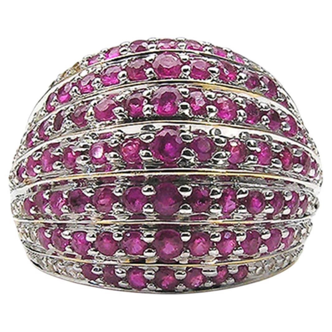 Ruby Ring With White Sapphire 2.78 Carats Gold Plated Silver
