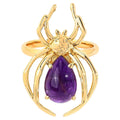 Amethyst Spider Ring 2.98 Carats Gold Plated Silver