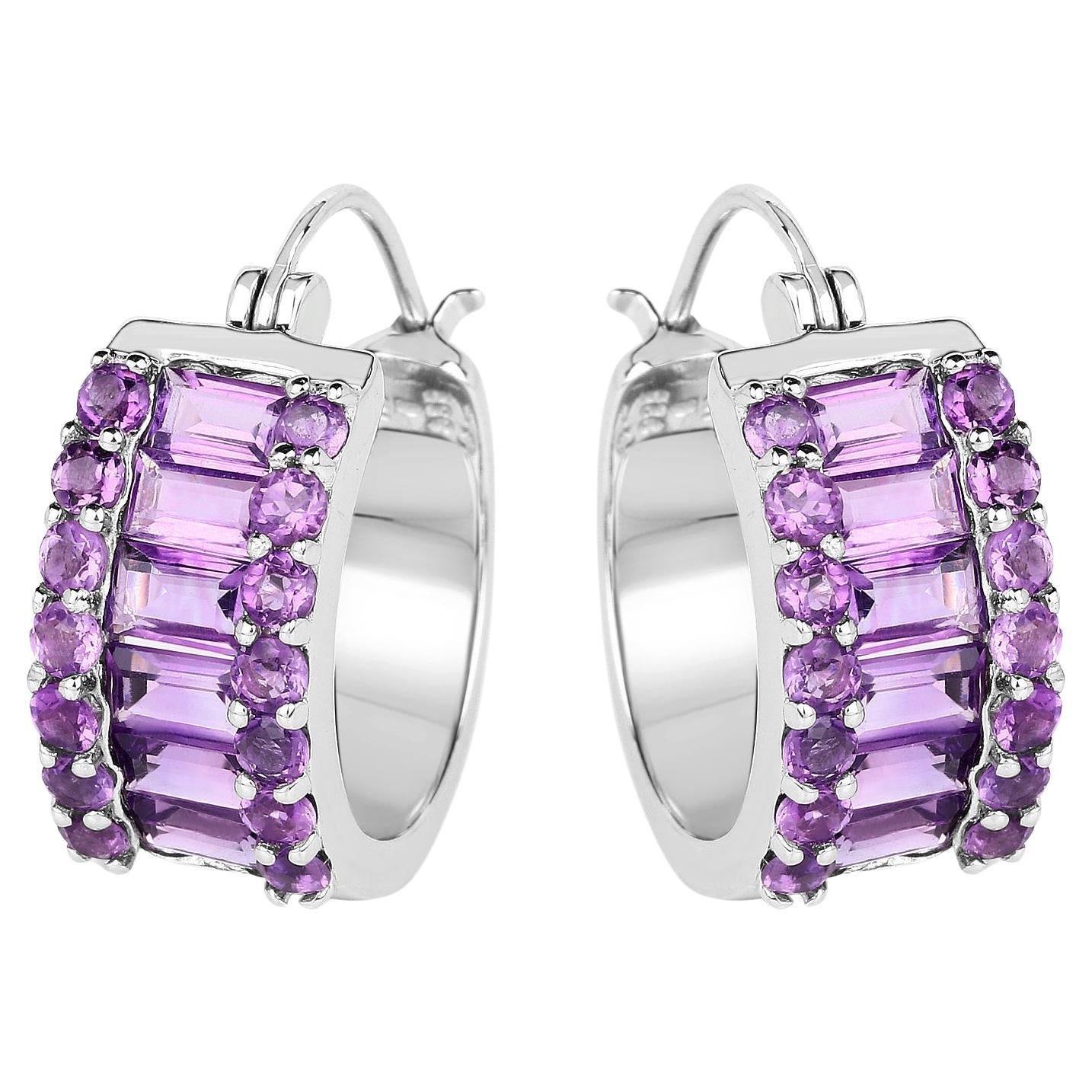 Amethyst Earrings 5.52 Carats Sterling Silver