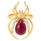 Garnet Spider Ring 2.98 Carats Gold Plated Silver