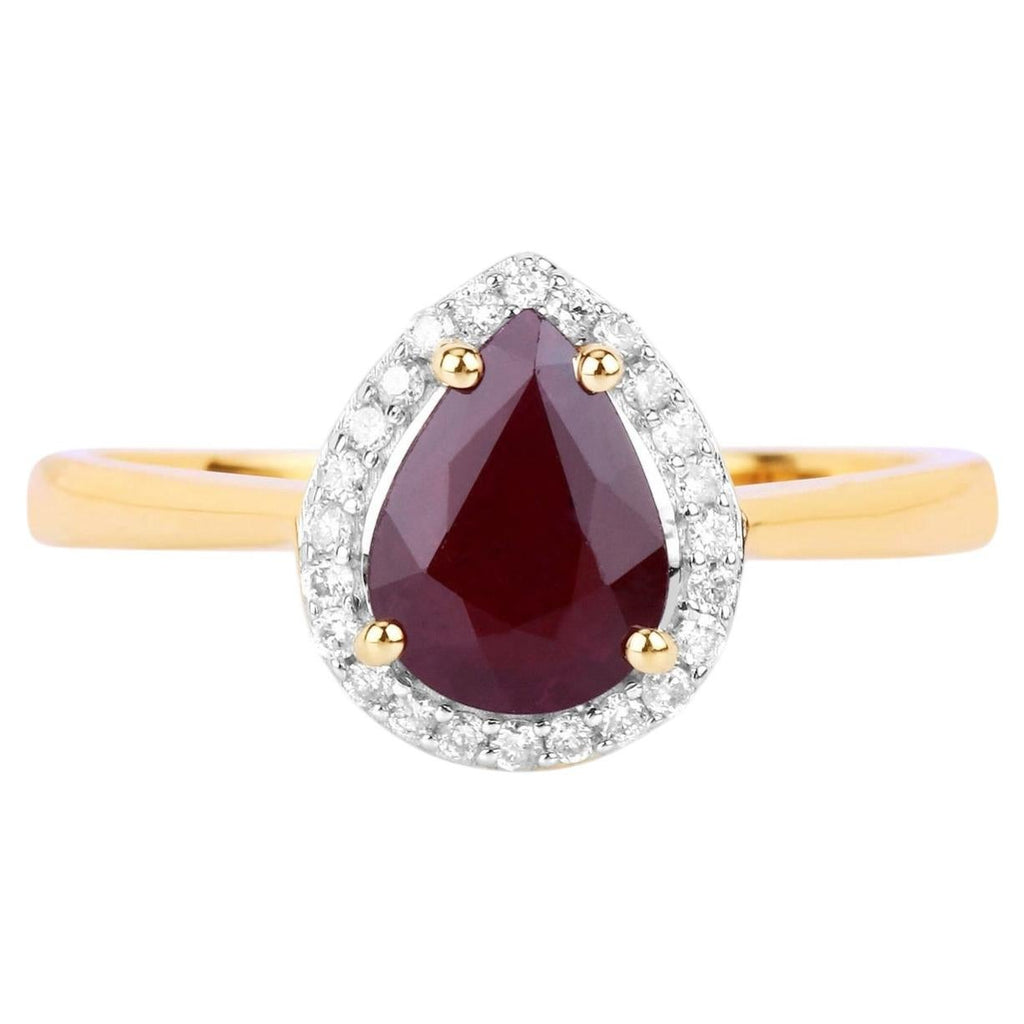 Ruby Ring With Diamonds 1.28 Carats 14K Yellow Gold