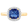 Blue Sapphire Ring With Diamonds 1.92 Carats 18K Yellow Gold