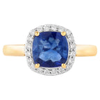 Blue Sapphire Ring With Diamonds 1.92 Carats 18K Yellow Gold