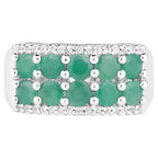 Emerald Ring With White Topaz 1.82 Carats Sterling Silver