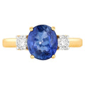 Blue Sapphire Ring With Diamonds 2.7 Carats 18K Yellow Gold
