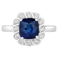 Blue Sapphire Ring With Diamonds 2.56 Carats 18K White Gold