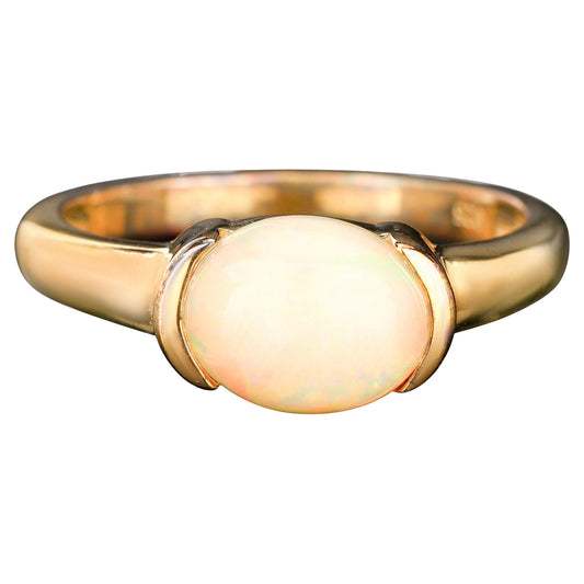 Natural Ethiopian Opal Ring 1.69 Carats Gold Plated Silver
