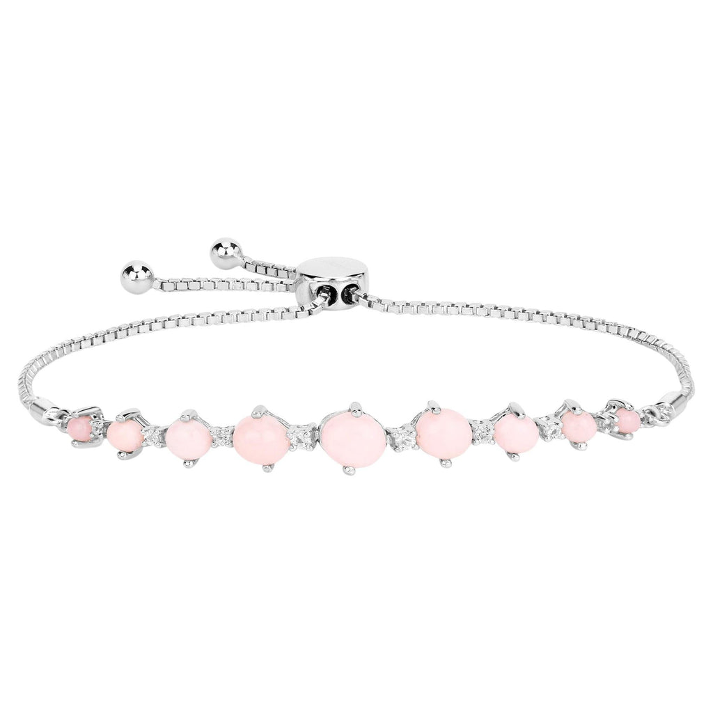 Pink Opal Bracelet With White Topaz 5.3 Carats Sterling Silver