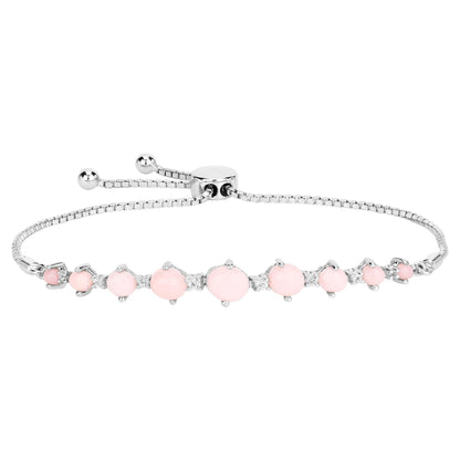 Pink Opal Bracelet With White Topaz 5.3 Carats Sterling Silver
