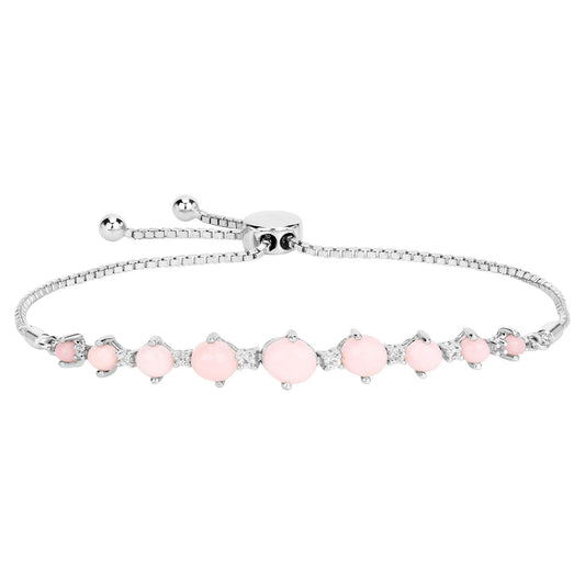 Pink Opal Bracelet With White Topaz 5.3 Carats Sterling Silver