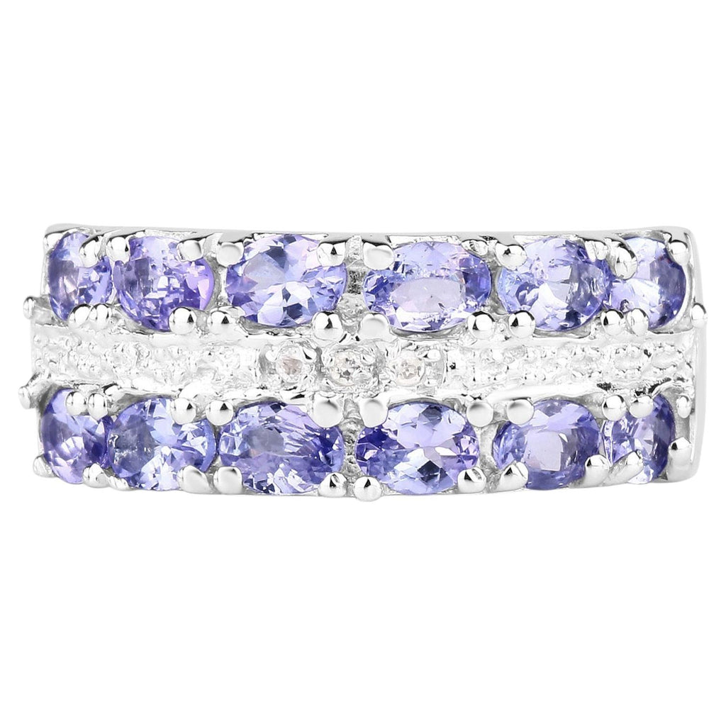 Tanzanite Ring With White Topaz 2.03 Carats Sterling Silver