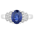 Blue Sapphire Ring With Diamonds 2.3 Carats 18K White Gold