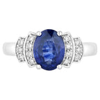 Blue Sapphire Ring With Diamonds 2.3 Carats 18K White Gold