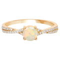 Ethiopian Opal Ring With Diamonds 0.34 Carats 10K Yellow Gold