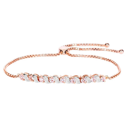Morganite Bracelet With White Topaz 0.86 Carats Gold Plated Silver
