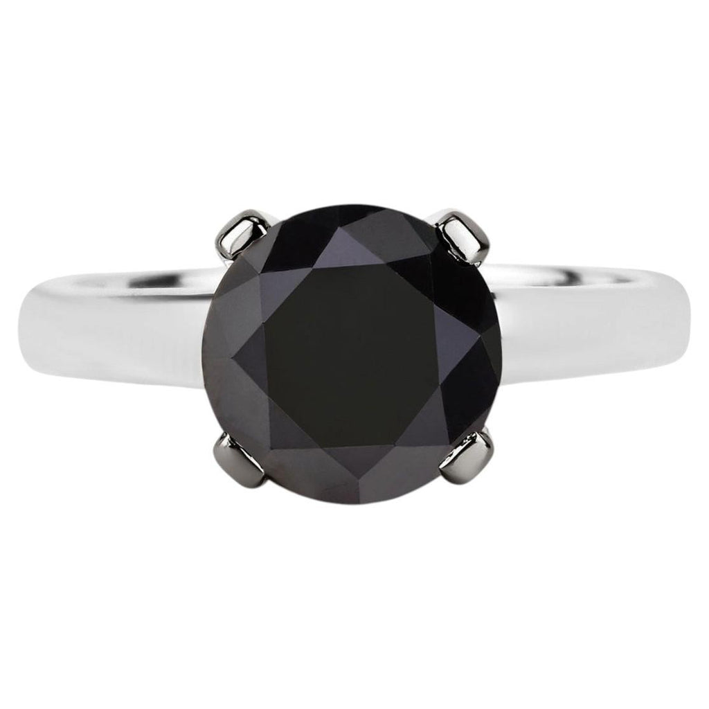 Black Diamond Ring 2.98 Carats 14K White Gold