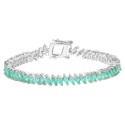 Emerald Bracelet Marquise Cut 6.8 Carats Sterling Silver