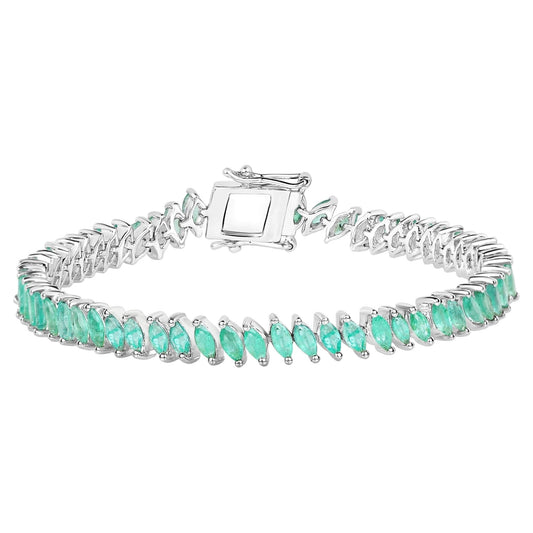 Emerald Bracelet Marquise Cut 6.8 Carats Sterling Silver
