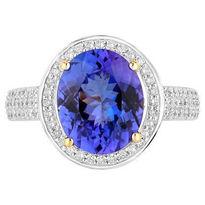 Tanzanite Ring Diamonds 4.01 Carats 14K Yellow Gold