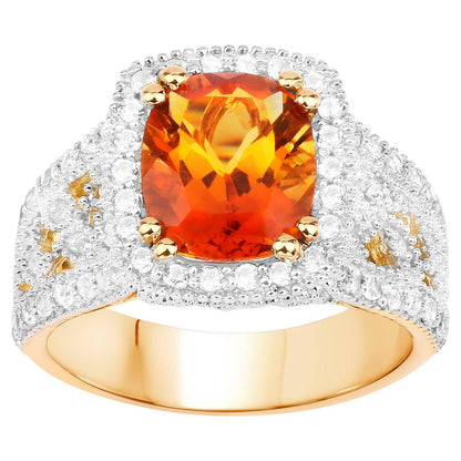 Natural Citrine Cocktail Ring With White Topazes 3.70 Carats Total