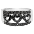 Black Diamond Ring 0.3 Carats Sterling Silver