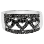 Black Diamond Ring 0.3 Carats Sterling Silver