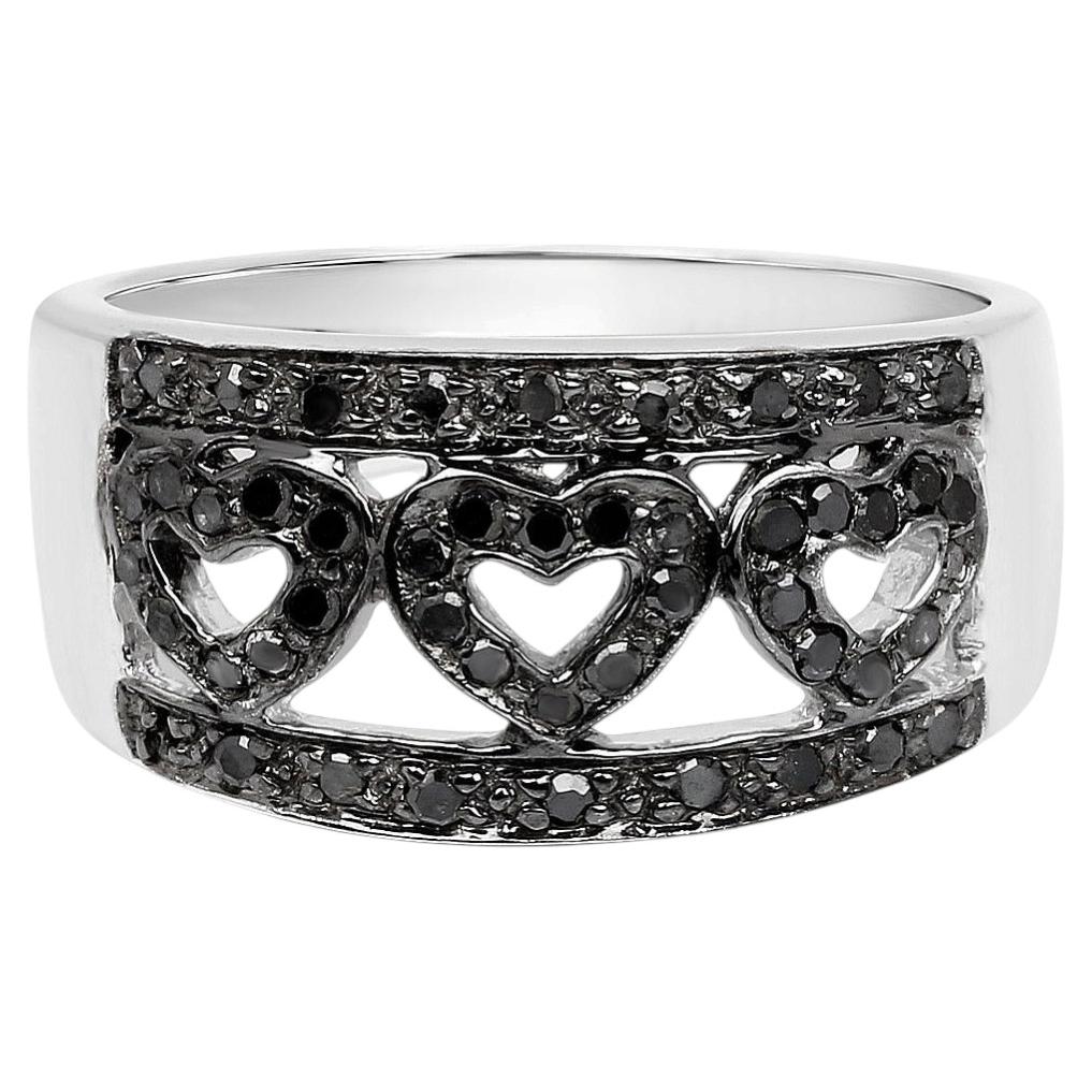 Black Diamond Ring 0.3 Carats Sterling Silver