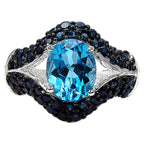 Swiss Blue Topaz Ring With Blue Sapphire 4.98 Carats Sterling Silver