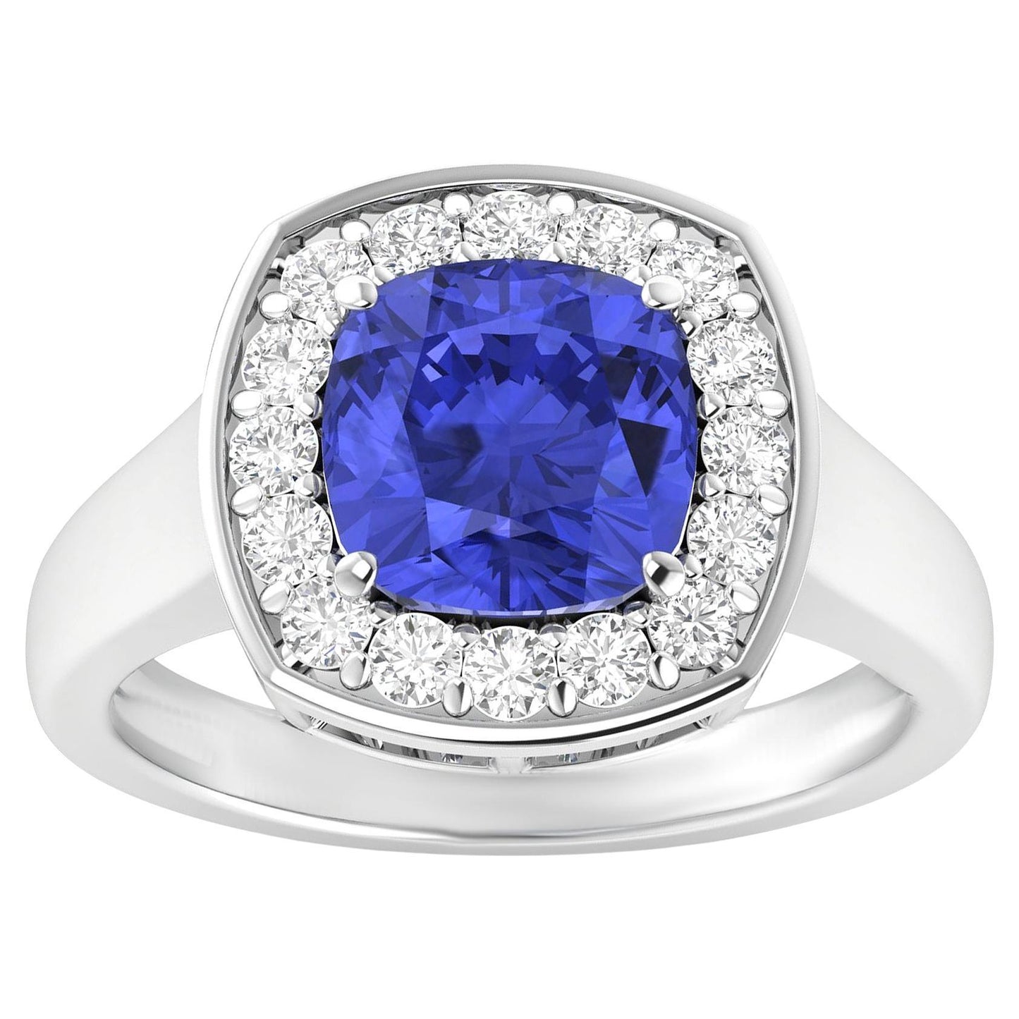 Tanzanite Ring With Diamonds 2.58 Carats 14K White Gold