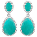 Natural Emerald Earrings With Diamonds 9.58 Carats Sterling Silver