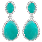 Natural Emerald Earrings With Diamonds 9.58 Carats Sterling Silver