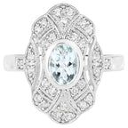 Aquamarine Ring With White Topaz 0.98 Carats Sterling Silver