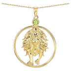 Peridot Leo Pendant 0.22 Carats Gold Plated Silver