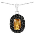 Citrine Pendant With Black Spinel 5.82 Carats Sterling Silver