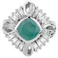 Emerald Ring With White Topaz and Diamonds 2.53 Carats Sterling Silver