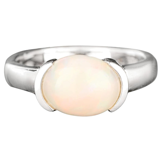 Natural Ethiopian Opal Ring 1.69 Carats Sterling Silver