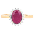 Ruby Ring With Diamonds 1.54 Carats 10K Yellow Gold
