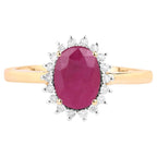 Ruby Ring With Diamonds 1.54 Carats 10K Yellow Gold